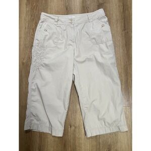 Northern Reflections Town Capri Pants Women's 12 Beige Cotton Embroidered